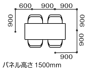 MPシリーズパーティーション全面布組合せレイアウト例平面図拡大画像 MPシリーズパーティーションイメージ画像