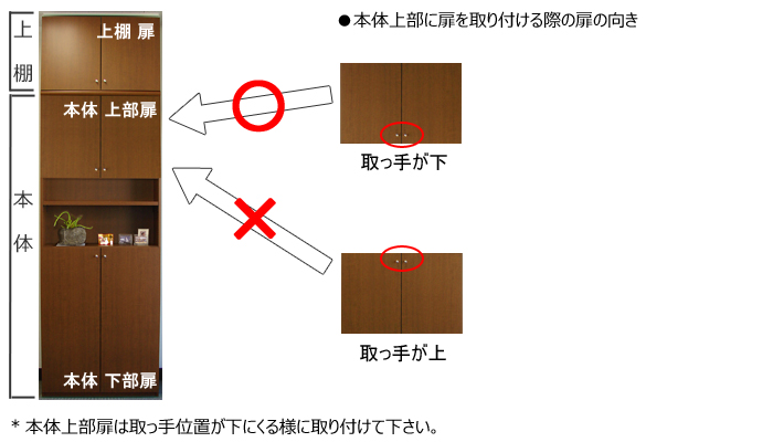 上下扉タイプ 取付時注意点